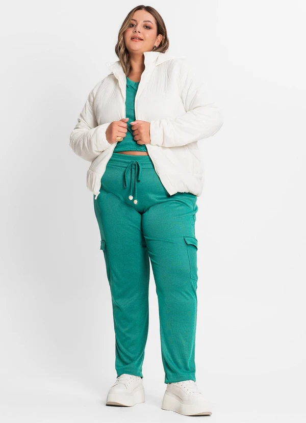 Endless - Jaqueta com Capuz Feminina Plus Size Bege 3