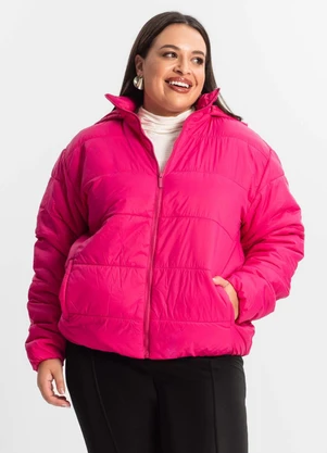 Endless - Jaqueta com Capuz Feminina Plus Size Rosa - ENDLESS