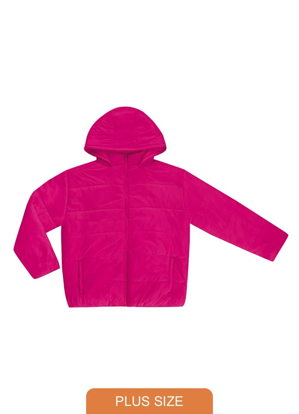 Endless - Jaqueta com Capuz Feminina Plus Size Rosa