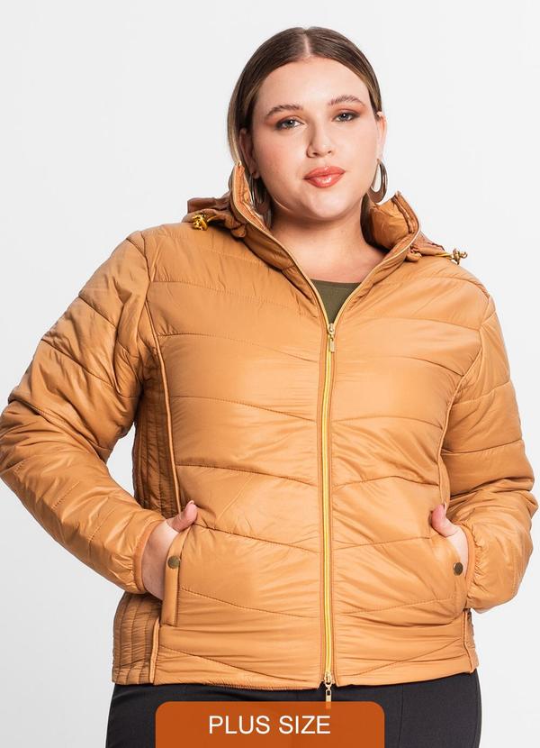 Secret Glam - Jaqueta com Capuz Plus Size Marrom
