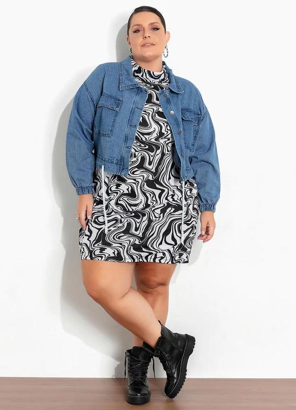 Marguerite - Jaqueta Cropped Jeans Barra Ajustável Plus Size 11