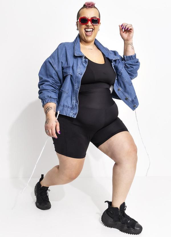 Marguerite - Jaqueta Cropped Jeans Barra Ajustável Plus Size 8