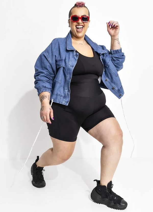 Marguerite - Jaqueta Cropped Jeans Barra Ajustável Plus Size 5