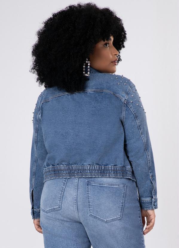 Lunender Mais Mulher - Jaqueta Cropped Jeans Plus Size com Brilho Jeans 7