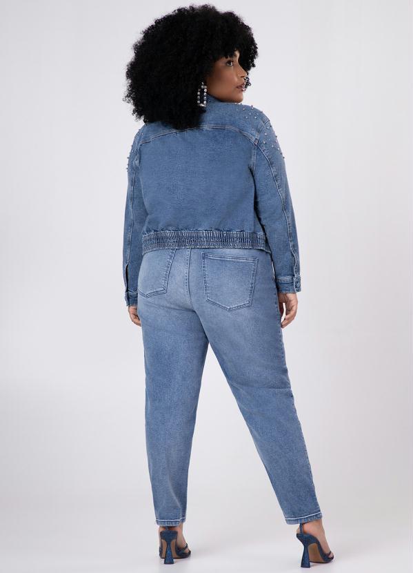 Lunender Mais Mulher - Jaqueta Cropped Jeans Plus Size com Brilho Jeans 5