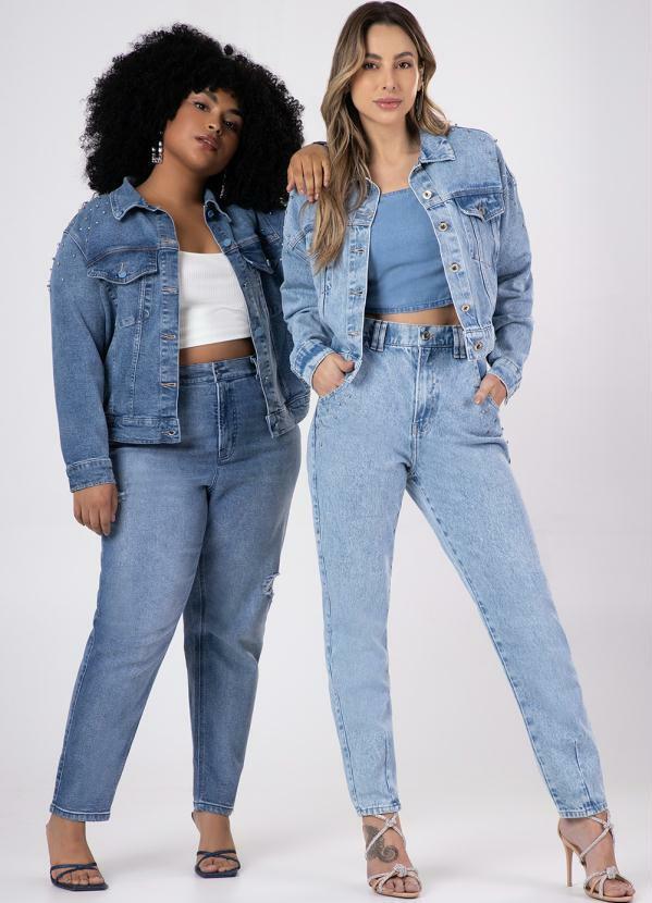Lunender Mais Mulher - Jaqueta Cropped Jeans Plus Size com Brilho Jeans 2