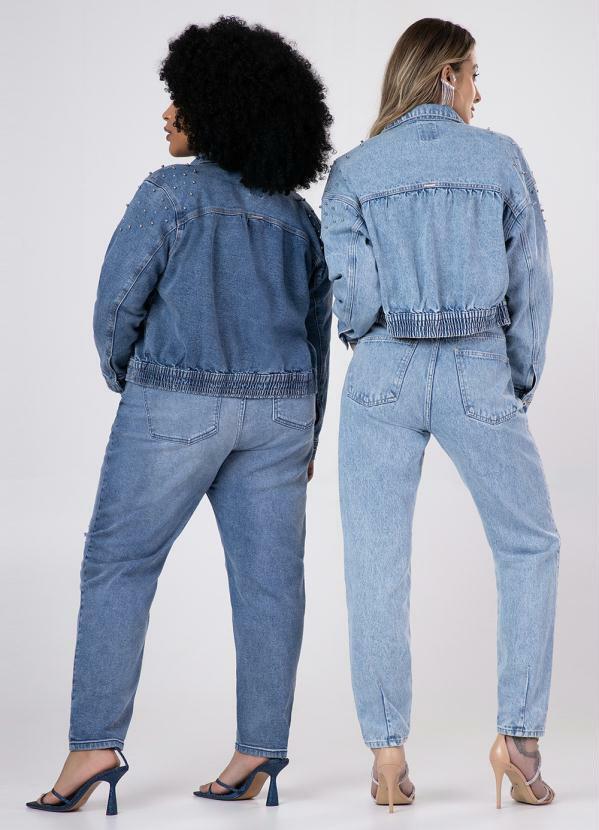 Lunender Mais Mulher - Jaqueta Cropped Jeans Plus Size com Brilho Jeans 1