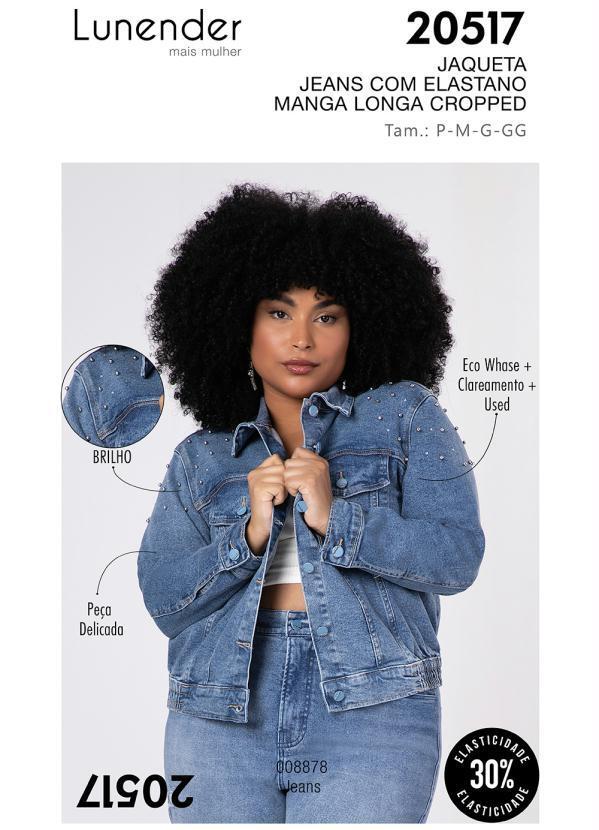 Lunender Mais Mulher - Jaqueta Cropped Jeans Plus Size com Brilho Jeans 9