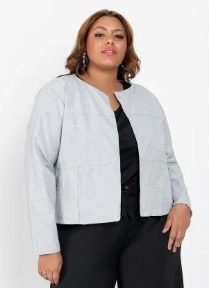 Queima Estoque - Jaqueta Ecológica Plus Size Cinza com Bolsos - QUEIMA ESTOQUE