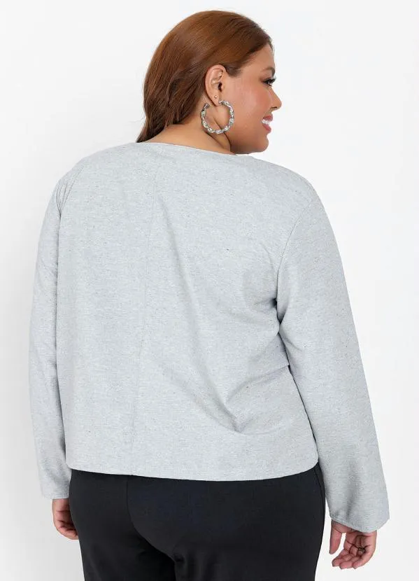 Queima Estoque - Jaqueta Ecológica Plus Size Cinza com Bolsos 3