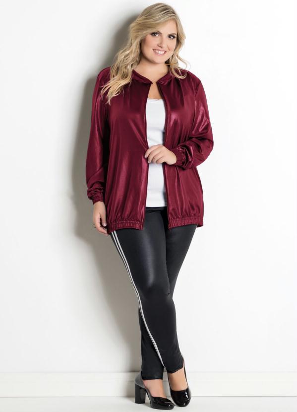 Marguerite - Jaqueta em Cirrê Bordô Plus Size 3