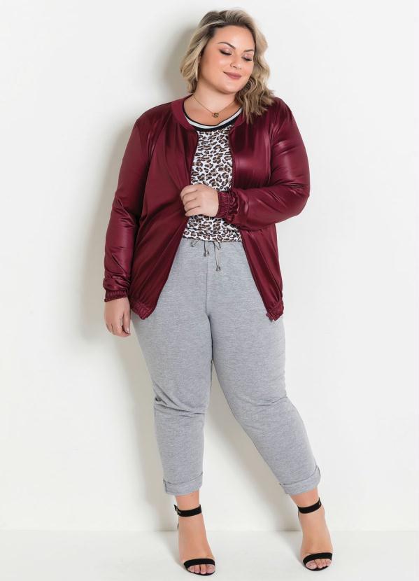 Marguerite - Jaqueta em Cirrê Bordô Plus Size 4