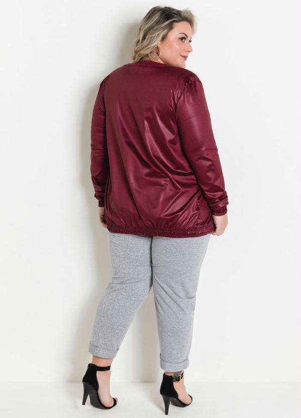 Marguerite - Jaqueta em Cirrê Bordô Plus Size 5