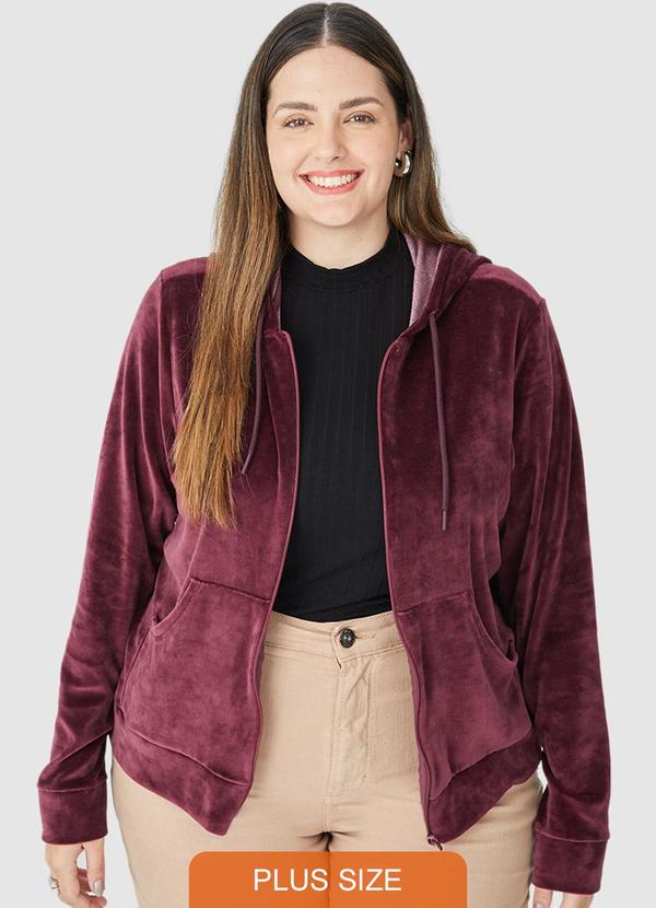 Malwee - Jaqueta Feminina Box em Plush Plus Bordô