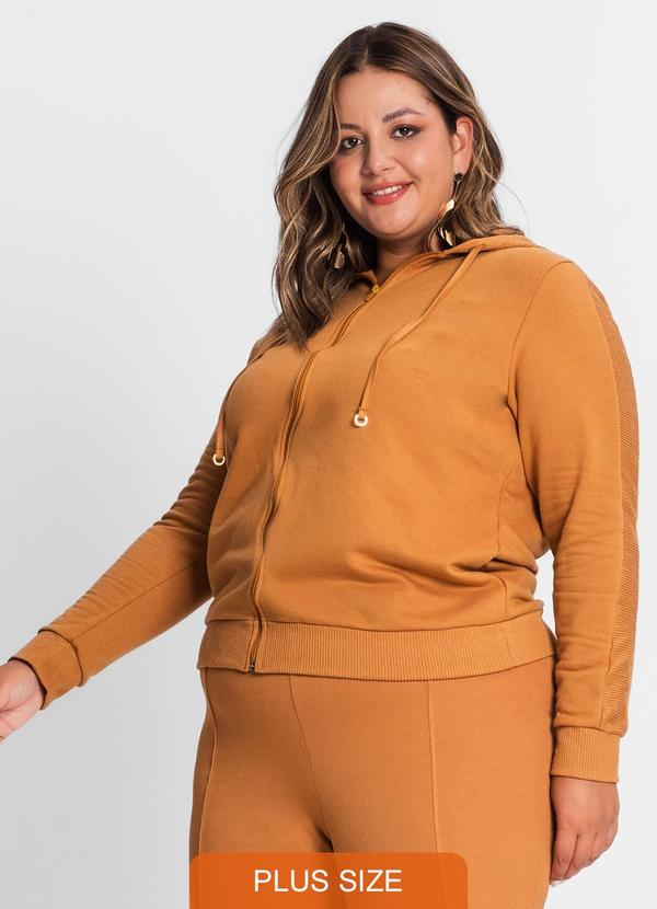 Secret Glam - Jaqueta Feminina com Capuz Plus Size Marrom
