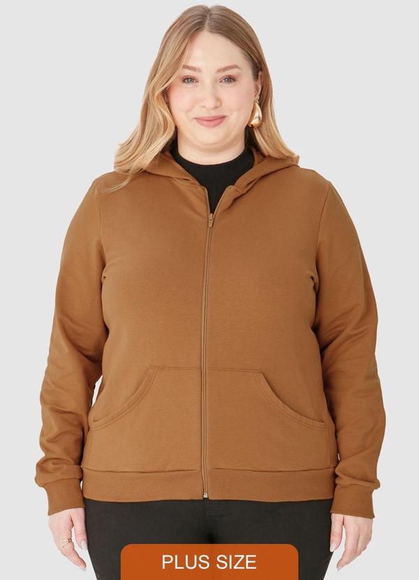 Malwee - Jaqueta Feminina em Moletom Plus Marrom