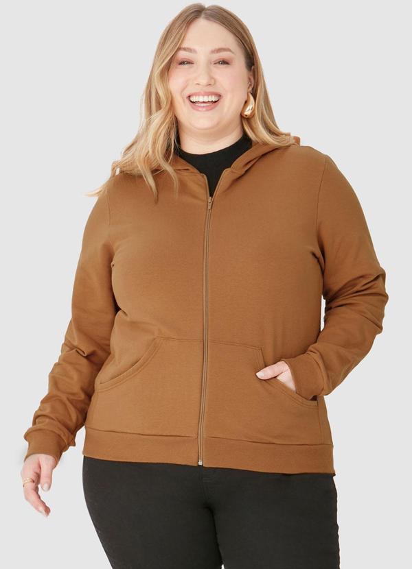 Malwee - Jaqueta Feminina em Moletom Plus Marrom 4