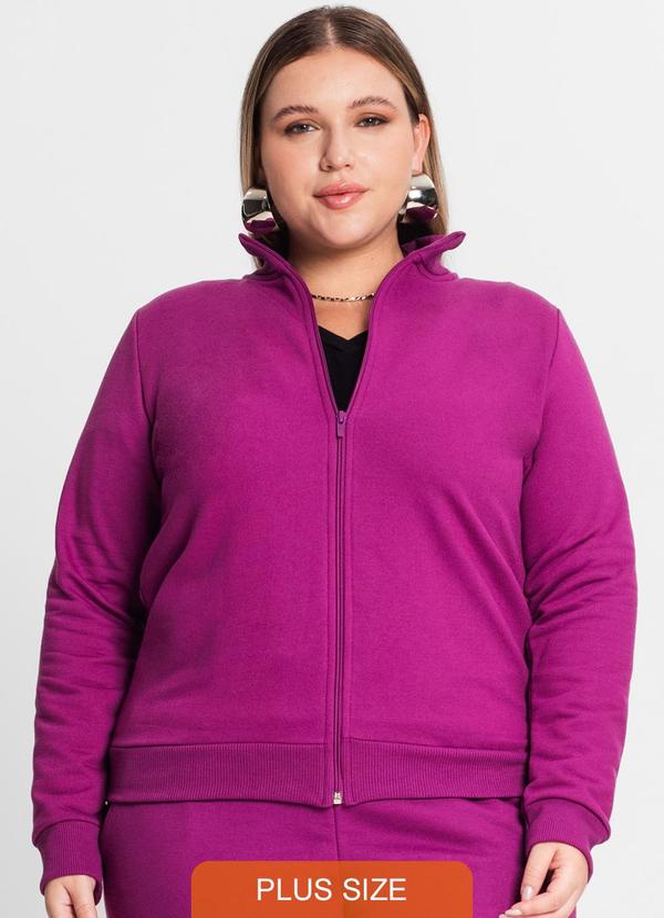 Rovitex - Jaqueta Feminina em Moletom Plus Size Roxo