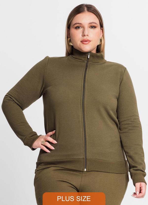 Rovitex - Jaqueta Feminina em Moletom Plus Size Verde