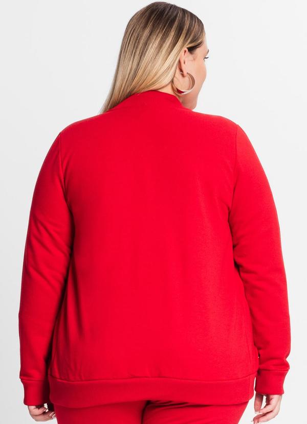 Rovitex - Jaqueta Feminina em Moletom Plus Size Vermelho 2