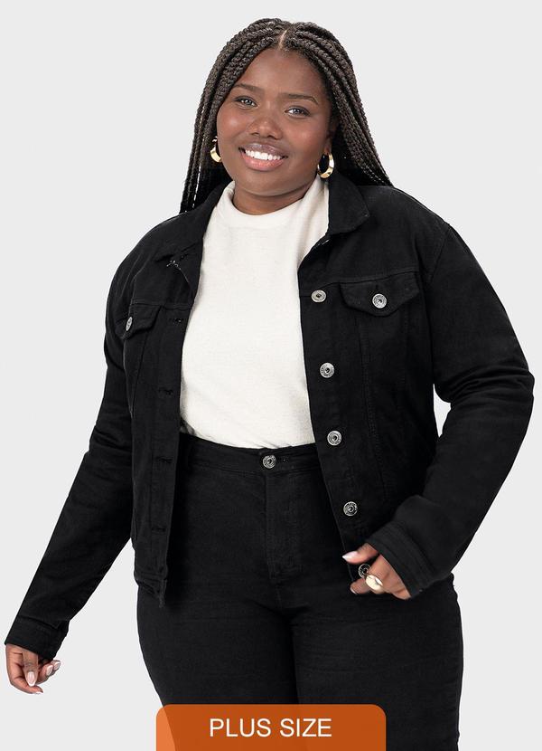 Malwee - Jaqueta Feminina em Sarja Plus Preto