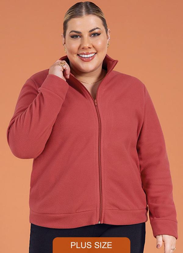 Cativa Plus Size - Jaqueta Feminina Plus Size Básica Rosa