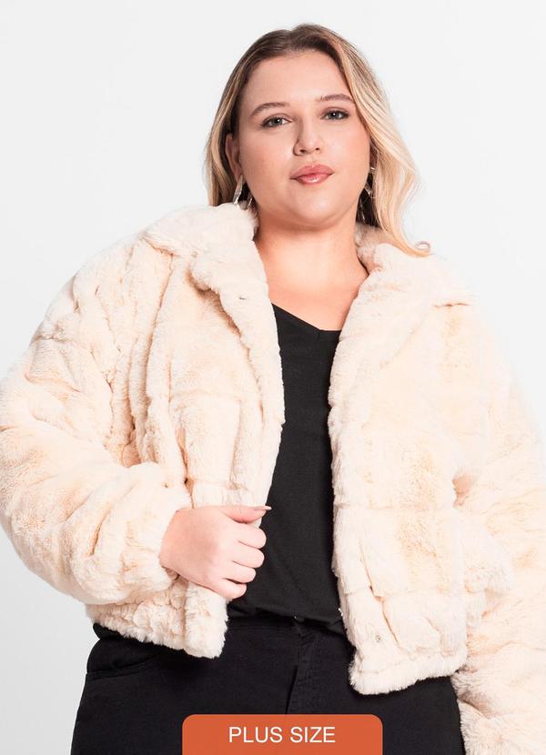 Secret Glam - Jaqueta Feminina Plus Size Bege