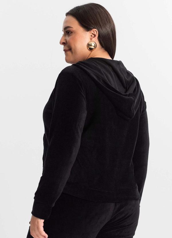 Secret Glam - Jaqueta Feminina Plus Size com Capuz Preto 3