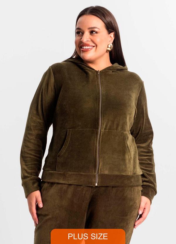 Secret Glam - Jaqueta Feminina Plus Size com Capuz Verde