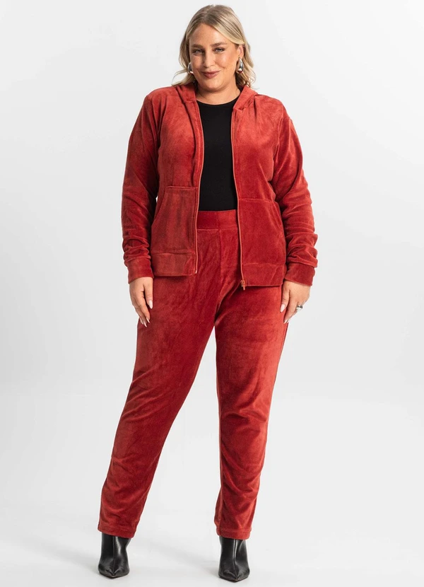 Secret Glam - Jaqueta Feminina Plus Size com Capuz Vermelho 3