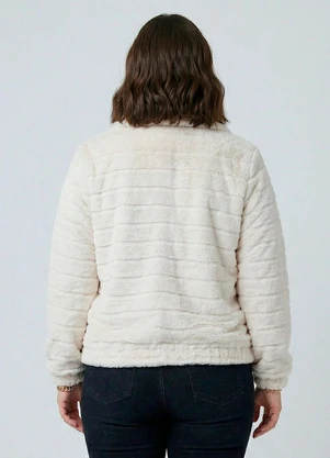 Secret Glam - Jaqueta Feminina Plus Size com Pelo Bege - SECRET GLAM