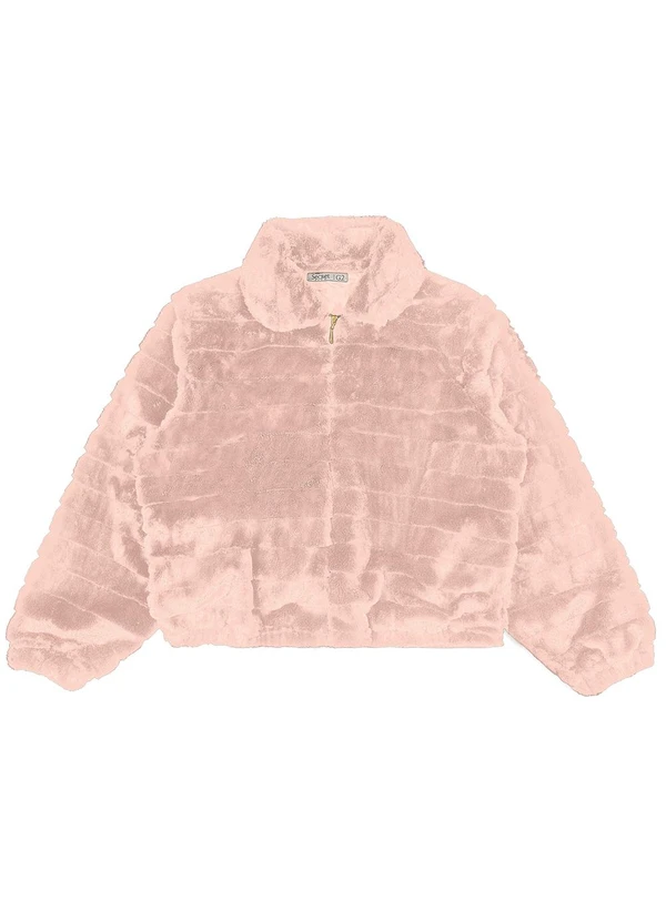 Secret Glam - Jaqueta Feminina Plus Size com Pelo Rosa 4