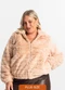 Secret Glam - Jaqueta Feminina Plus Size com Pelo Bege - variação: Rosa