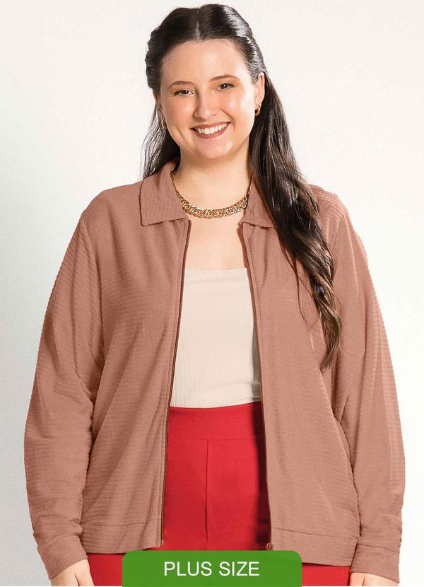 Habana - Jaqueta Feminina Plus Size Elegante Marrom