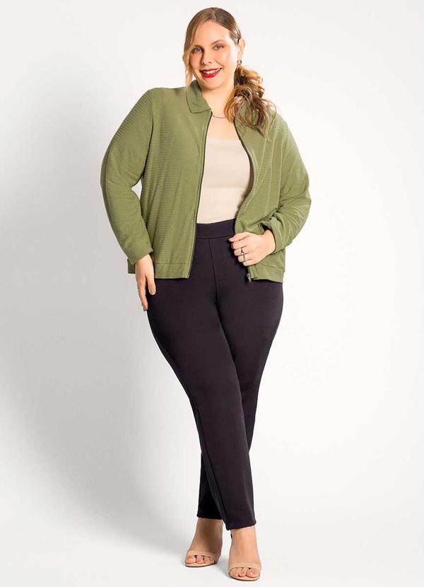 Habana - Jaqueta Feminina Plus Size Elegante Verde 2