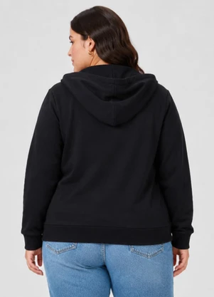 Rovitex - Jaqueta Feminina Plus Size em Moletom Preto - ROVITEX