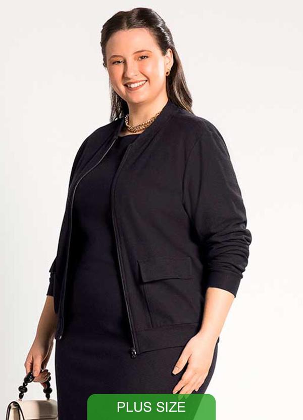 Habana - Jaqueta Feminina Plus Size Moderna Preto