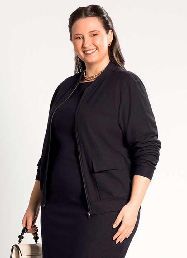 Habana - Jaqueta Feminina Plus Size Moderna Preto 2