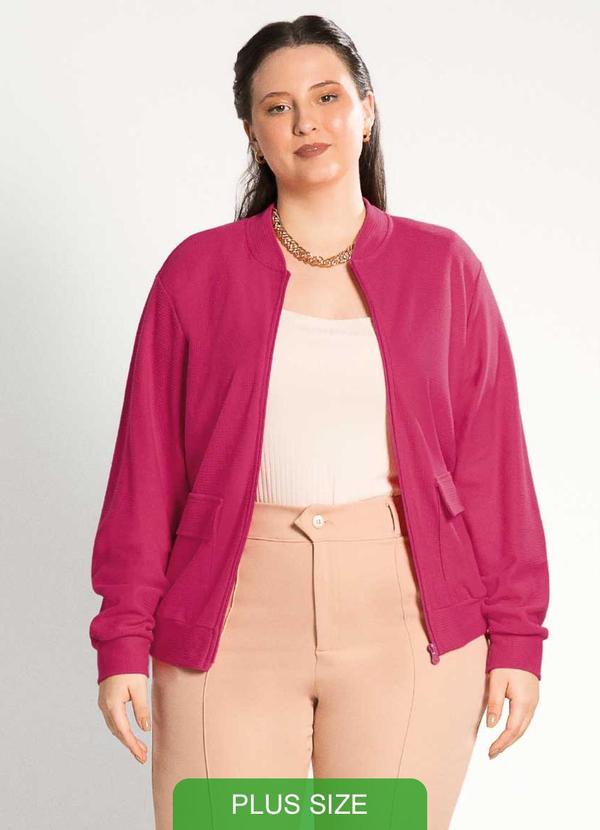 Habana - Jaqueta Feminina Plus Size Moderna Rosa