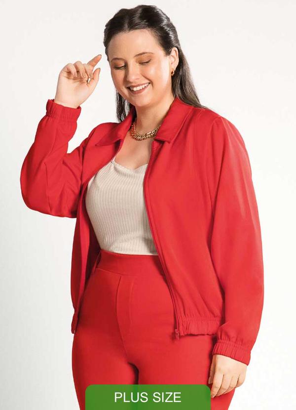 Habana - Jaqueta Feminina Plus Size Moderna Vermelho