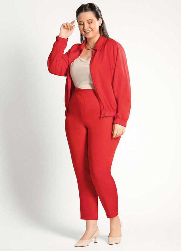 Habana - Jaqueta Feminina Plus Size Moderna Vermelho 2