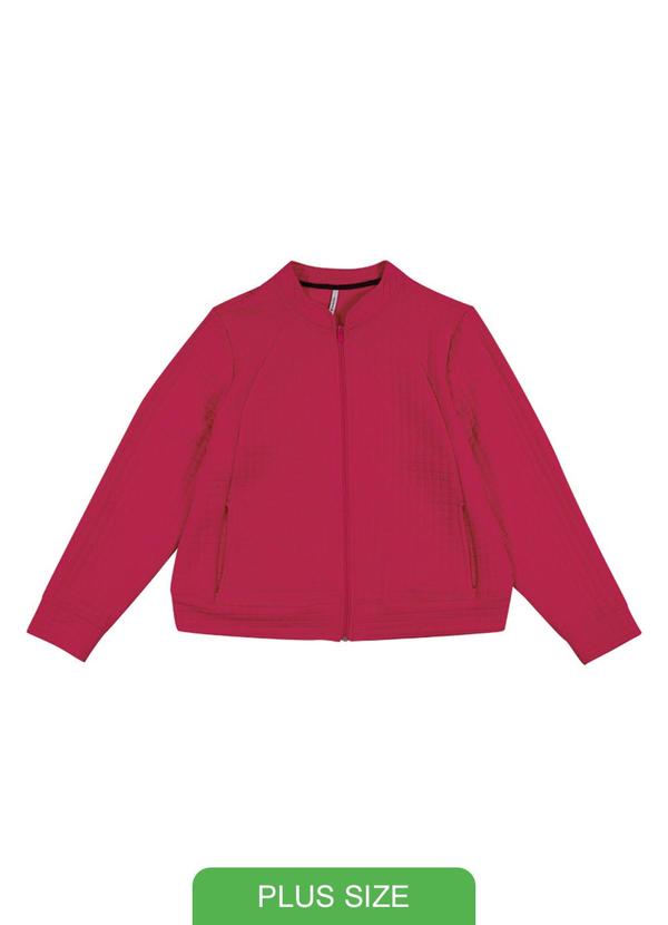 Habana - Jaqueta Feminina Plus Size Texturizada Rosa
