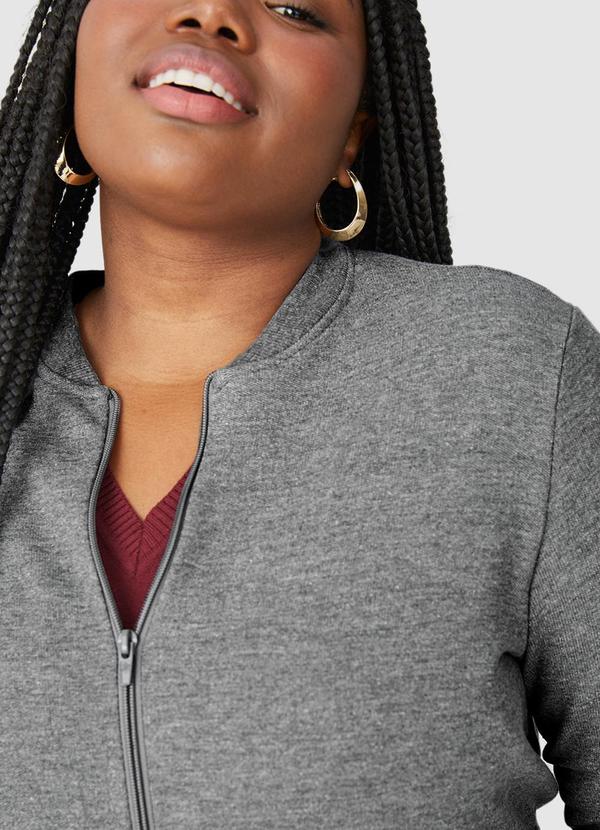 Malwee - Jaqueta Flanelada Feminina Plus Cinza 3