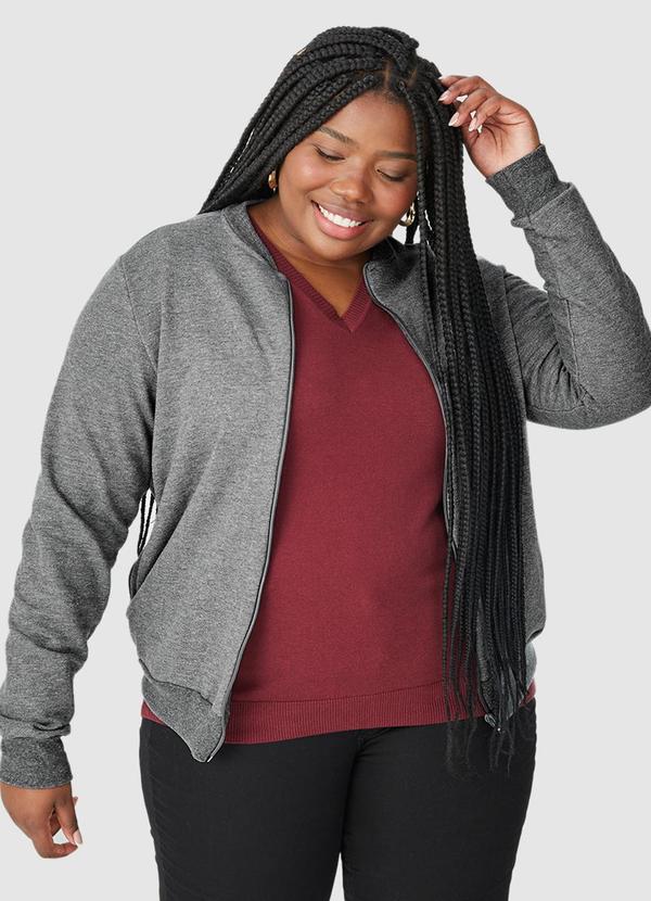 Malwee - Jaqueta Flanelada Feminina Plus Cinza 4