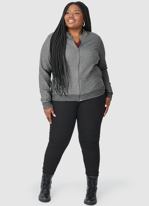 Malwee - Jaqueta Flanelada Feminina Plus Cinza 5