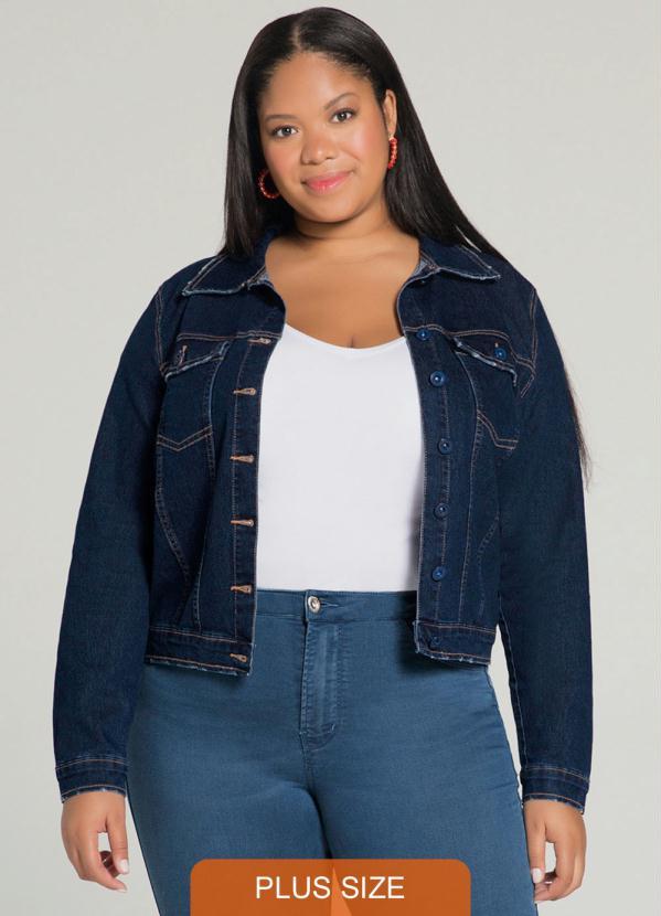 Lunender Mais Mulher - Jaqueta Jeans Manga Longa Plus Size Jeans