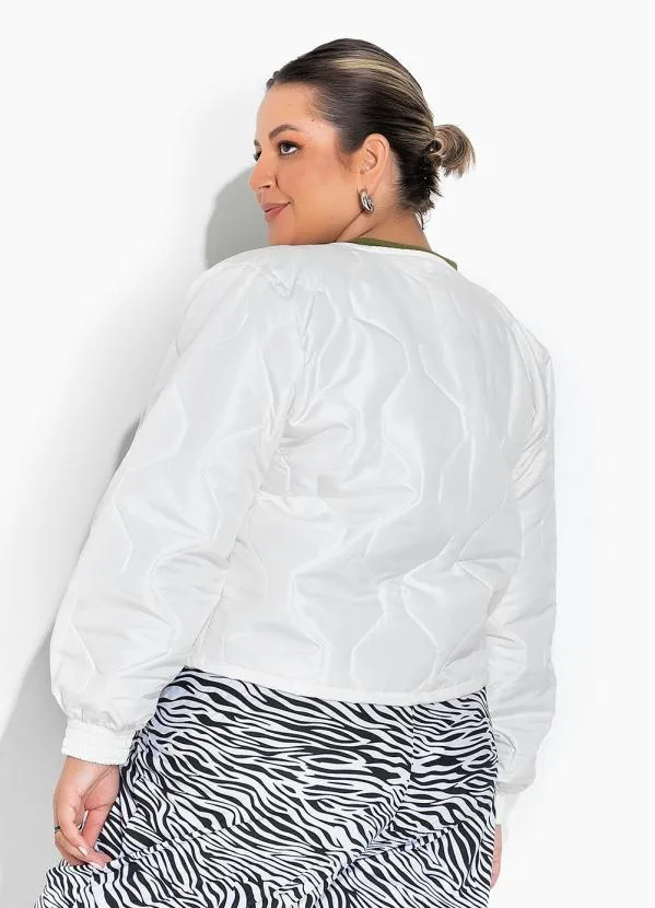 Marguerite - Jaqueta Matelassada Off White Cropped Plus Size 3