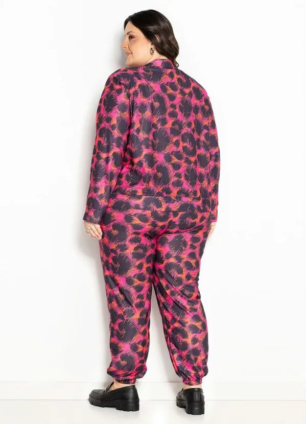 Marguerite - Jaqueta Onça Pink em Malha Crepe Plus Size 4