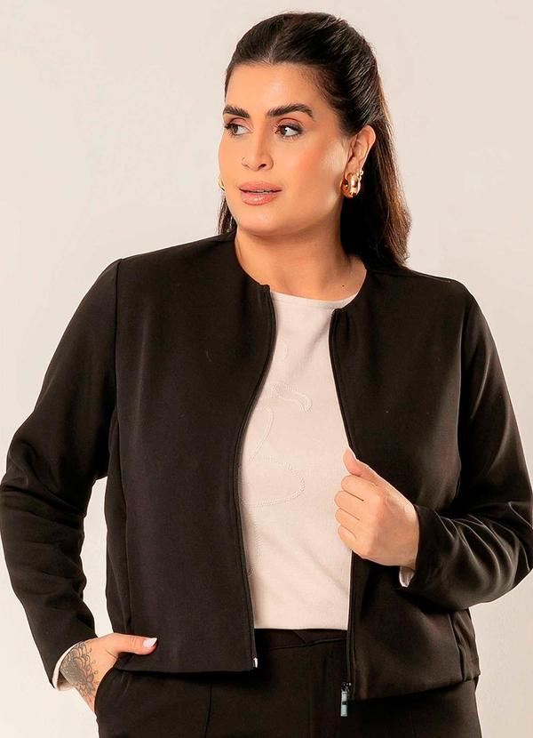 Cativa - Jaqueta Plus Size de Alfaiataria Preto