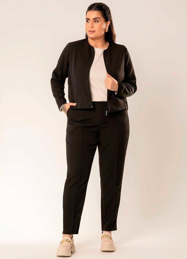 Cativa - Jaqueta Plus Size de Alfaiataria Preto 2